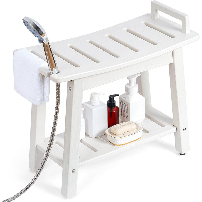24 INCH Extra Large Shower Bench for Inside Shower Shaving Legs, Waterproof HDPE Shower Chair Seat