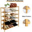 Range-chaussures à 6 niveaux en bambou pour placard, range-chaussures autoportants, range-chaussures empilable