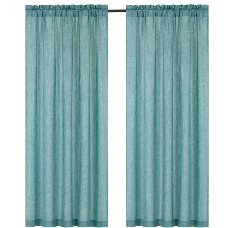 Ramsay Semi Sheer Curtain Pair, Aqua
