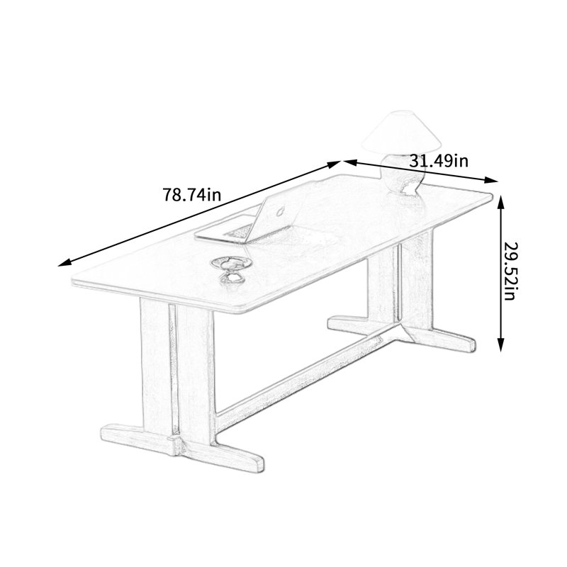 Stable Multi-functional Spacious Rectangular Desk, 29.52" H x 78.74" W x 31.49" D