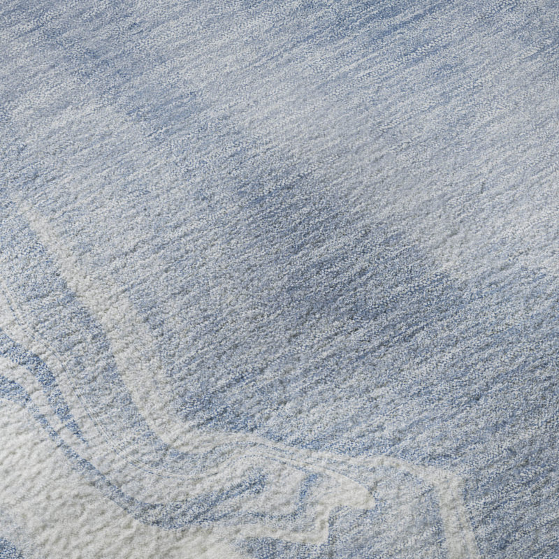 Tapis bleu Prisco lavable à la machine de qualité supérieure, Rectangulaire 3 pi x 5 pi
