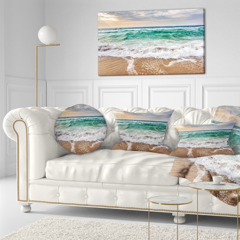 Oreiller en cristal transparent à ondes seascape, Rectangle 12" x 20"