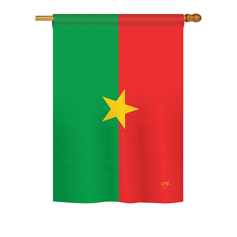 Drapeau maison en polyester 2 côtés burkina faso, H 40 po x l 28 po