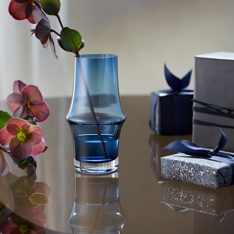 Vase de table en verre fait à la main Arc, Bleu foncé