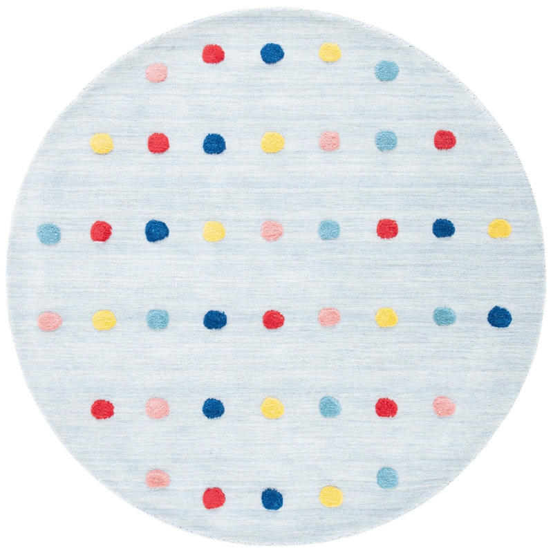 Tapis tissé à la main 70% laine, 20% latex, 10% coton Cuyahoga, Rond 5 pi