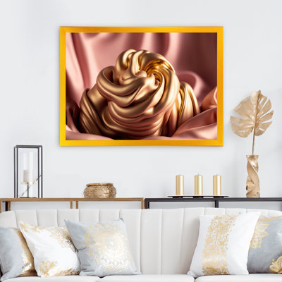 Luscious liquide or en rose et taupe VII - reproduction sur toile