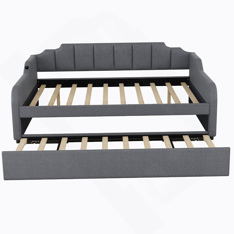 Upholstery Daybed With Trundle And USB Charging