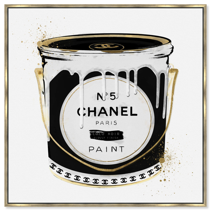 « Fashion Paint Noir » - impression sur toile, Cadre doré, H 20 po x l 20 po