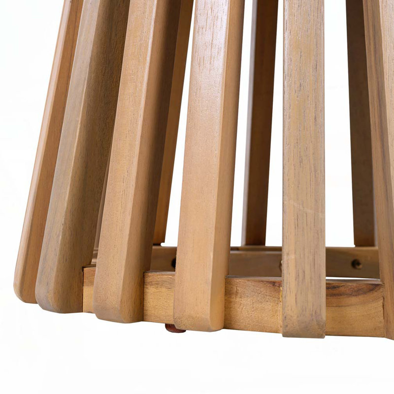 Corianna Round Acacia Wood Side Table With Slatted Base, Light Teak