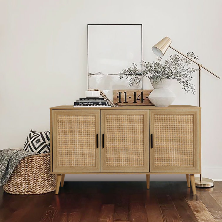 LivingFusion Bowen 3 Door Rattan Shoe Cabinet