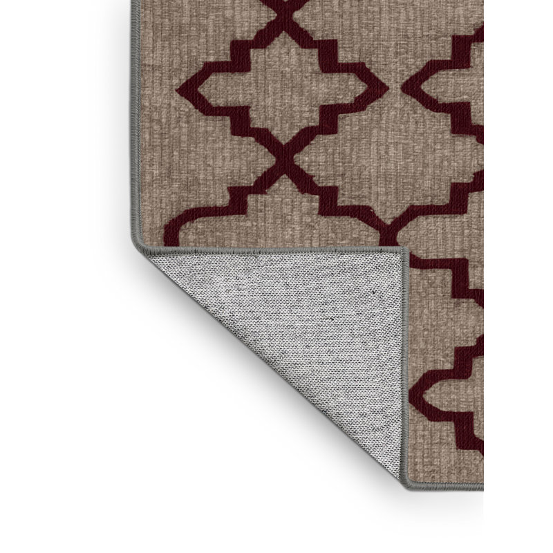 Machine Washable Trellis Gray Area Rug, Square 6'