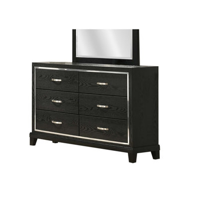 Commode 1Pc de style contemporain avec pieds fuselés et poignées chromées pour chambre à coucher