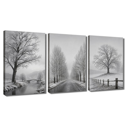 Impression sur toile 3 panneaux muraux monochromes