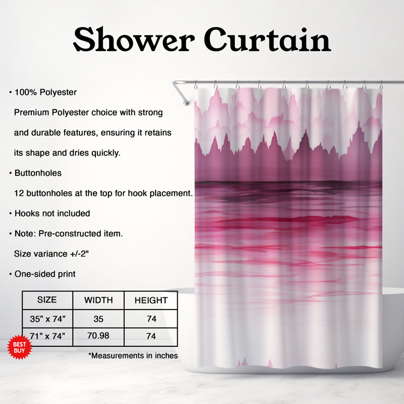 Rideau de douche Pink Sweep - Premium, H 74 po x l 71 po