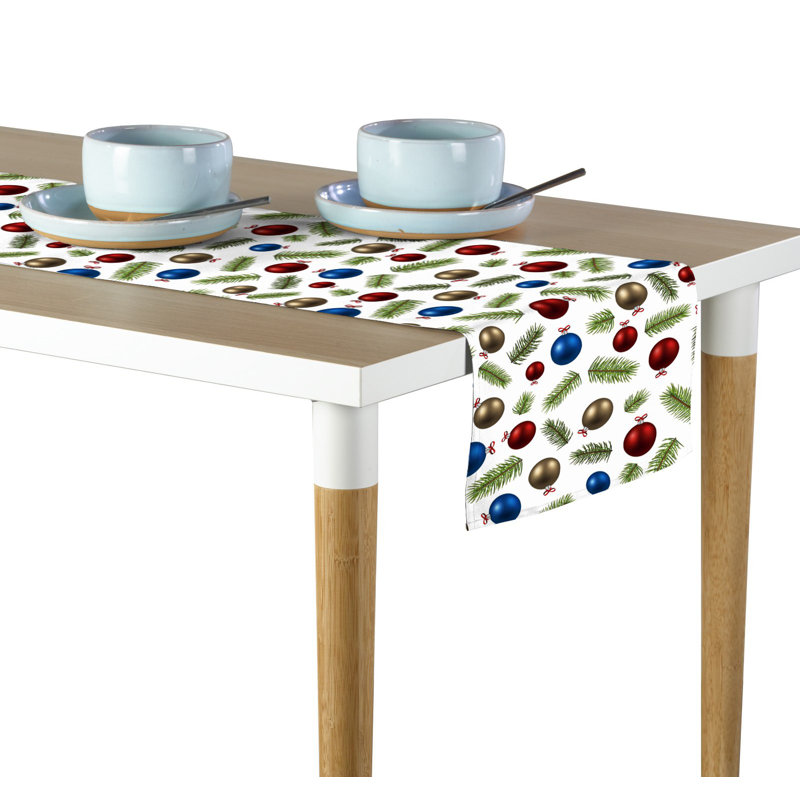 Lyles Christmas Glass Ornaments Table Runner, 12" W x 72" L
