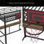 Lit mezzanine simple en métal avec tablettes, bureau et panier de basketball