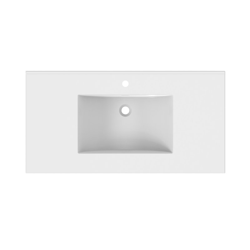 Plateau en céramique de 43 po de large sur 3 cm d'épaisseur blanc, Simple