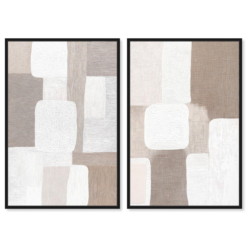 Ensemble de toiles « Stucco Squares » - Décoration murale moderne par Art Remedy, cadre noir, 10 x 15, 37" H x 25" W