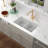 32" L ×19" W Ceramic Double Bowl Undermount Kitchen Sink with Sink Grid and Strainer