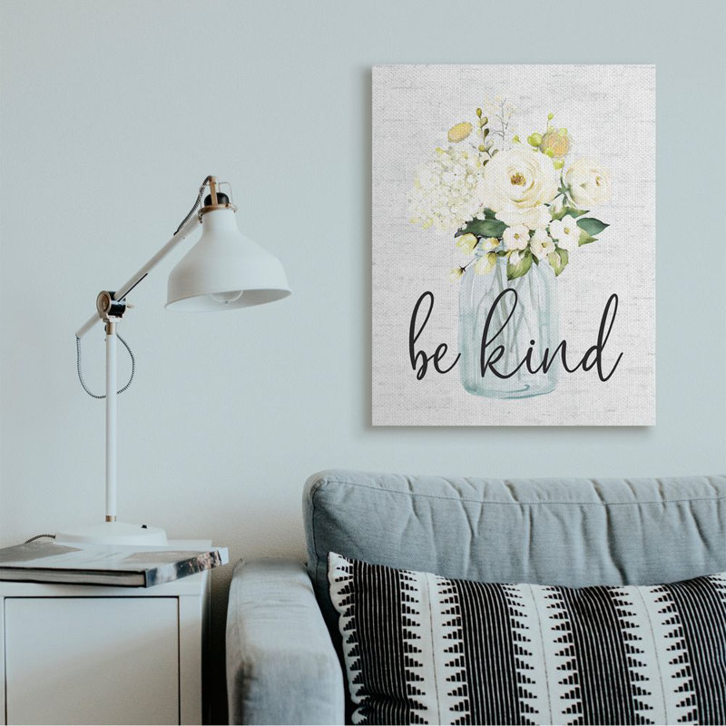 Be Kind Floral Bouquet Canvas Wall Art