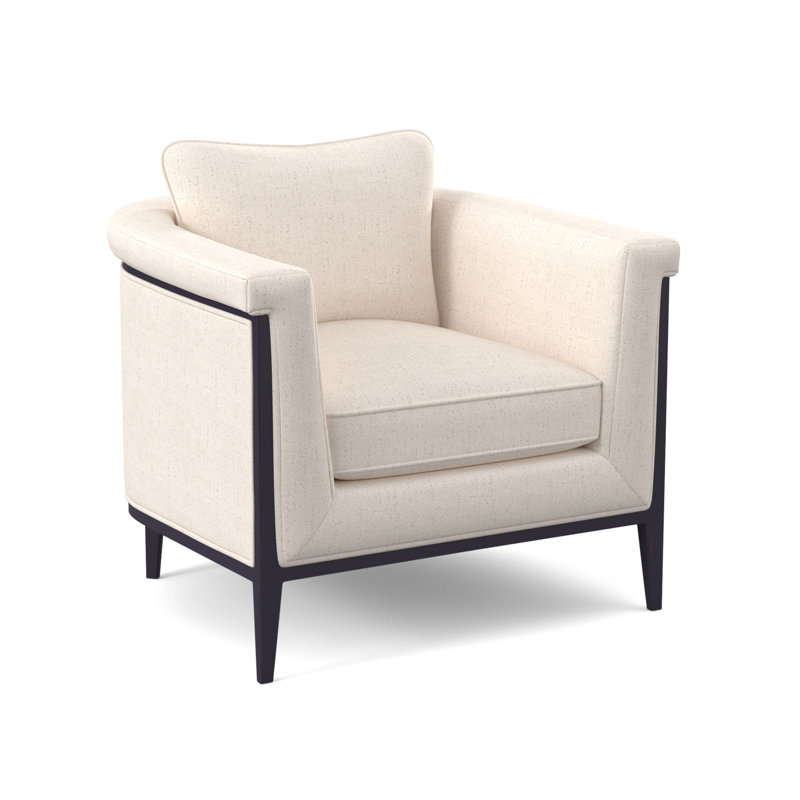 Chalice Upholstered Barrel Chair, Venice Ivory, Vintage Ebony