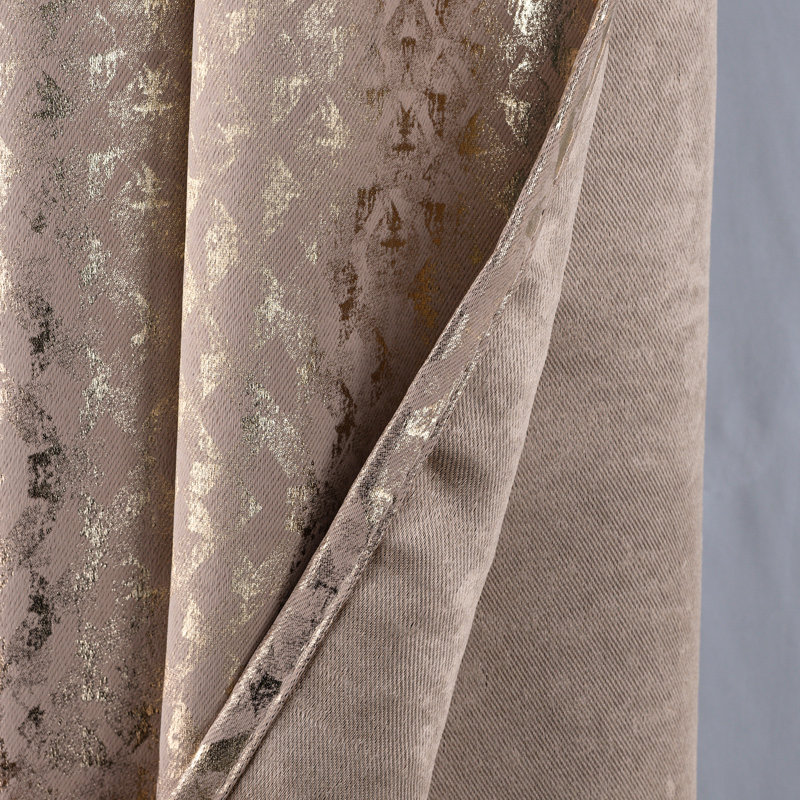 Hailey Foil Print Window Curtain Set, Taupe