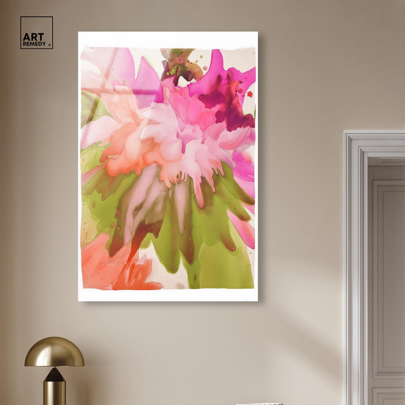 «Vibrant Fluidité Floral IV», art floral abstrait par Art Remedy, prêt à être accroché, H 45 po x l 30 po