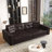 Elysiuma 3-In-1 Faux Leather Pull Out Sofa Bed,92.1" Convertible Sleeper Sofa With Square Arms-2087633454