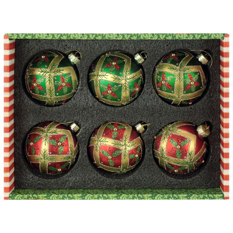 Ornement en forme de diamant Holly, boîte de 6 à 3 pouces