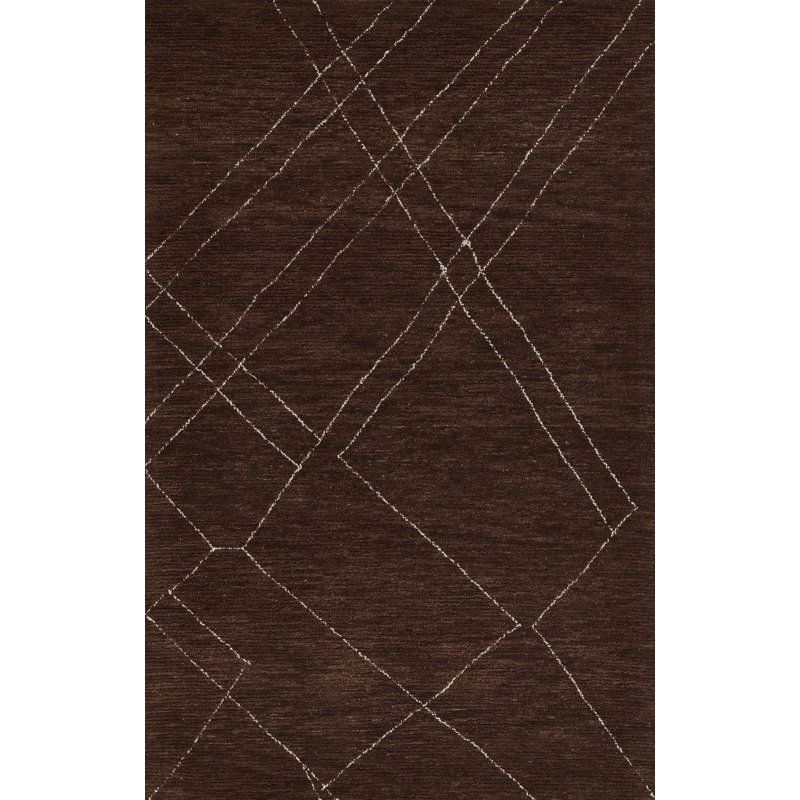Wendell Brown Geometric Wool Rectangular Rug 2' x 4'