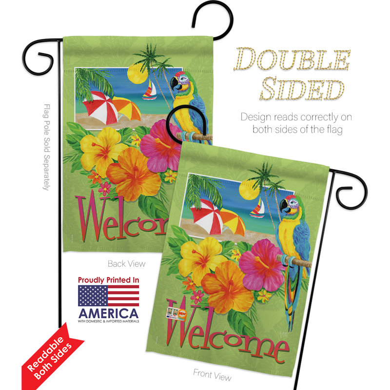 Tropical Summer Fun Welcome Garden Flag Set with Pole