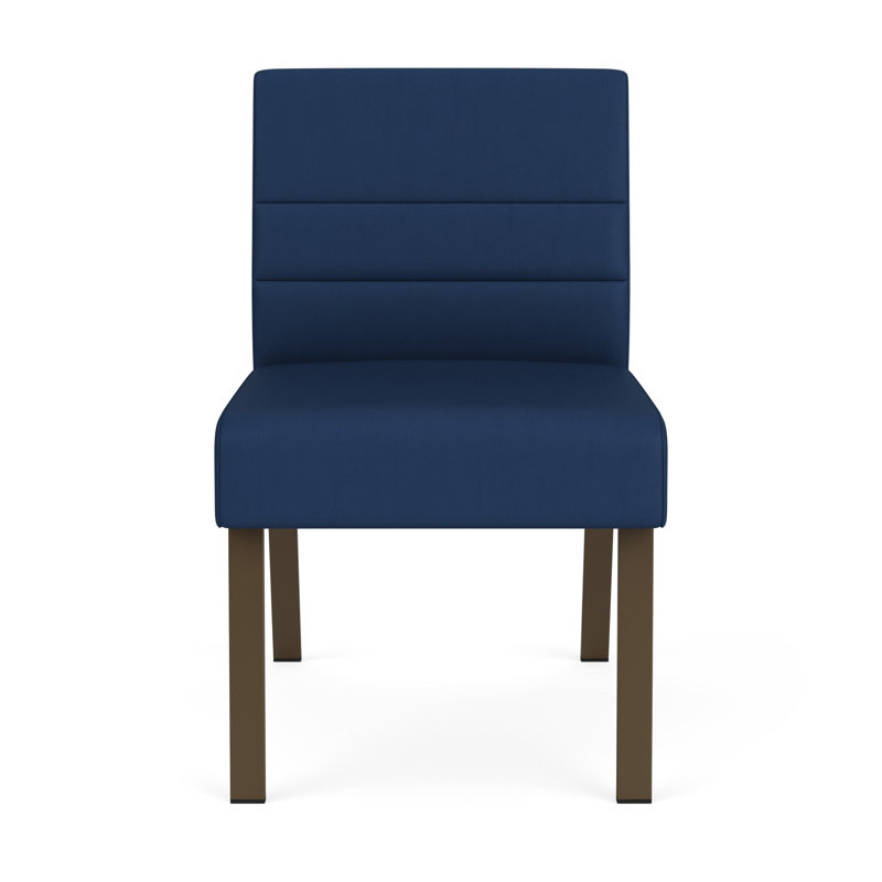 Chaise d'invité sans accoudoirs Waterfall, Bronze, Vinyle bleu Patriot Plus Imperial