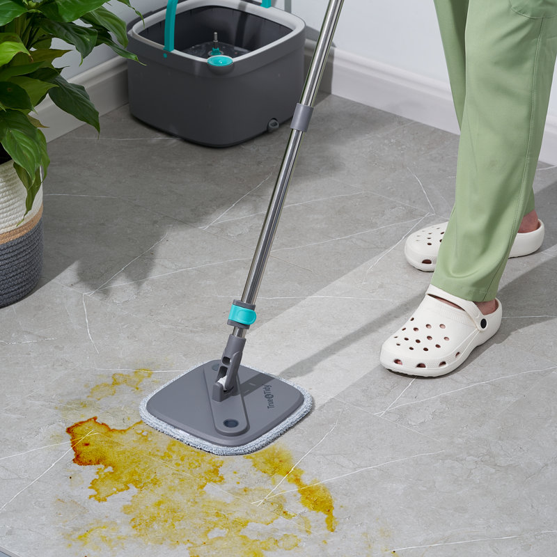 TrueClean Gray Microfiber Spin Mop and Bucket System