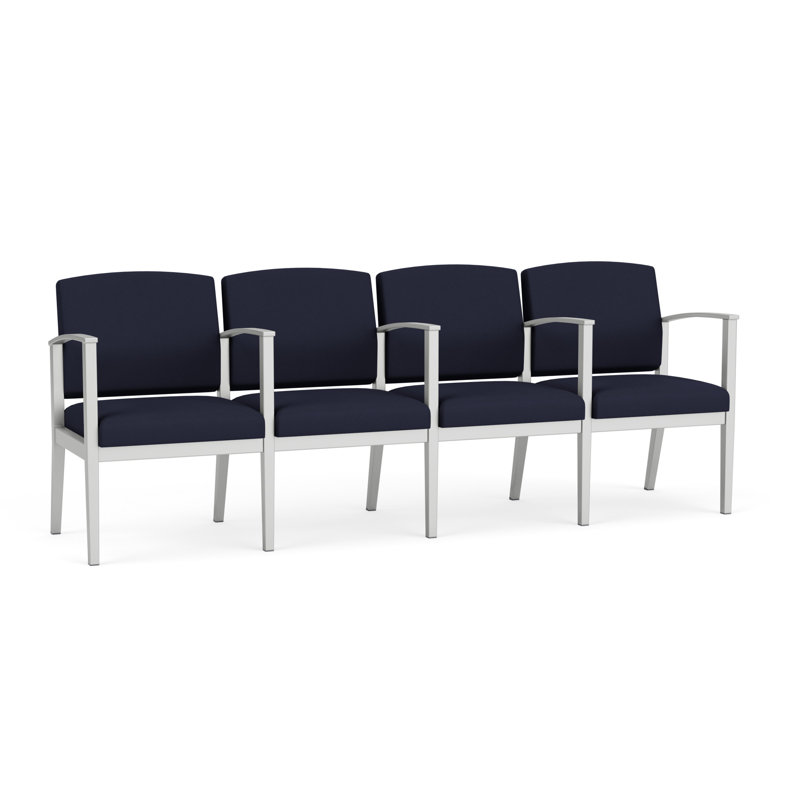 Siège tandem 4 places Amherst, Argent, Portes ouvertes en tissu bleu marine