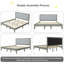 Lit plateforme en bois massif avec tête de lit capitonnée - revêtement gris, capacité de 800 lb, design Mid-Century, aucun sommier tapissier requis-1001194685