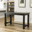 Ensemble de salle à manger à hauteur de comptoir industriel, table en bois patiné et chaises en cuir de polyuréthane, structure en métal-802841110-686549844