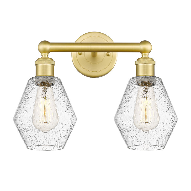 Éclairage pour salle de bain 2 lumières en acier et verre Gabbie, Granuleux, Or satiné