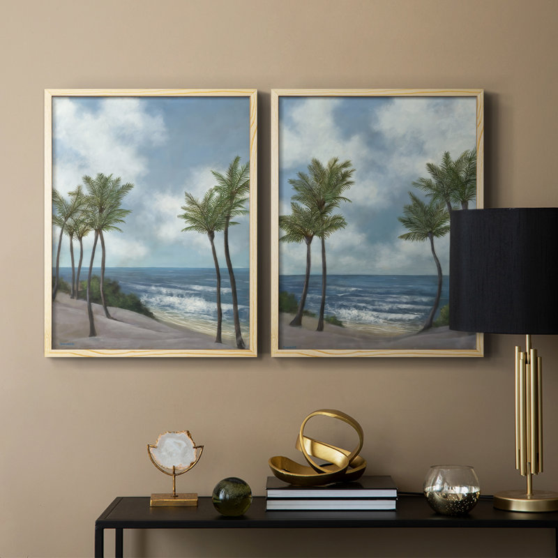 Impression encadrée Coastal Palm Tree I-Premium - prêt à être accroché - aucun clou requis - aucun clou requis, Bois naturel