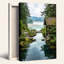 Art mural sur toile Misty Mountains Stream and Wooden Well-133559933