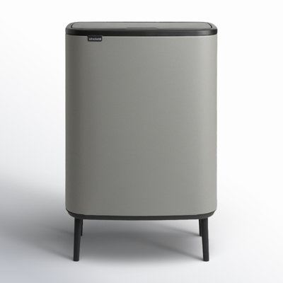 Brabantia Bo Hi Touch Top Dual Compartment Recycling Trash Can, 2 x 8 Gallon (16 Gallon Capacity)