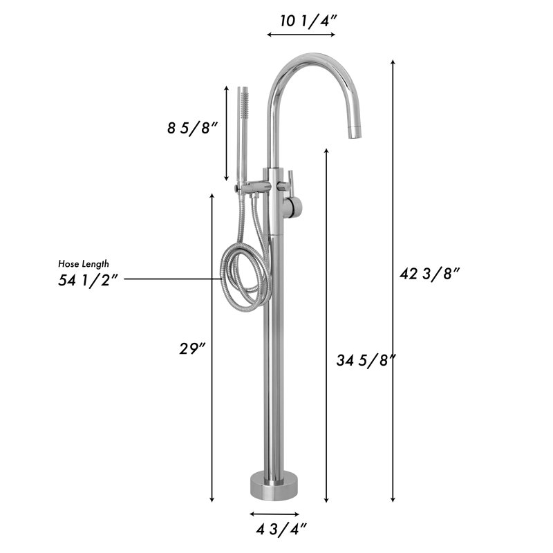 Single Handle Deck Mounted Clawfoot Tub Faucet, Chrome