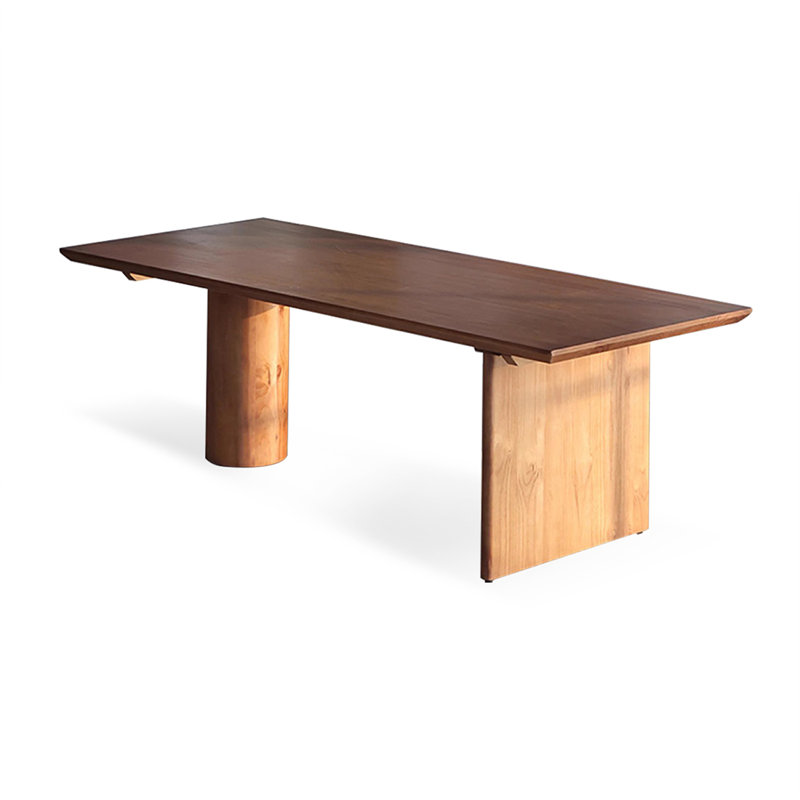 Table de salle à manger rectangulaire en bois massif de couleur noyer clair pour la salle à manger / cuisine