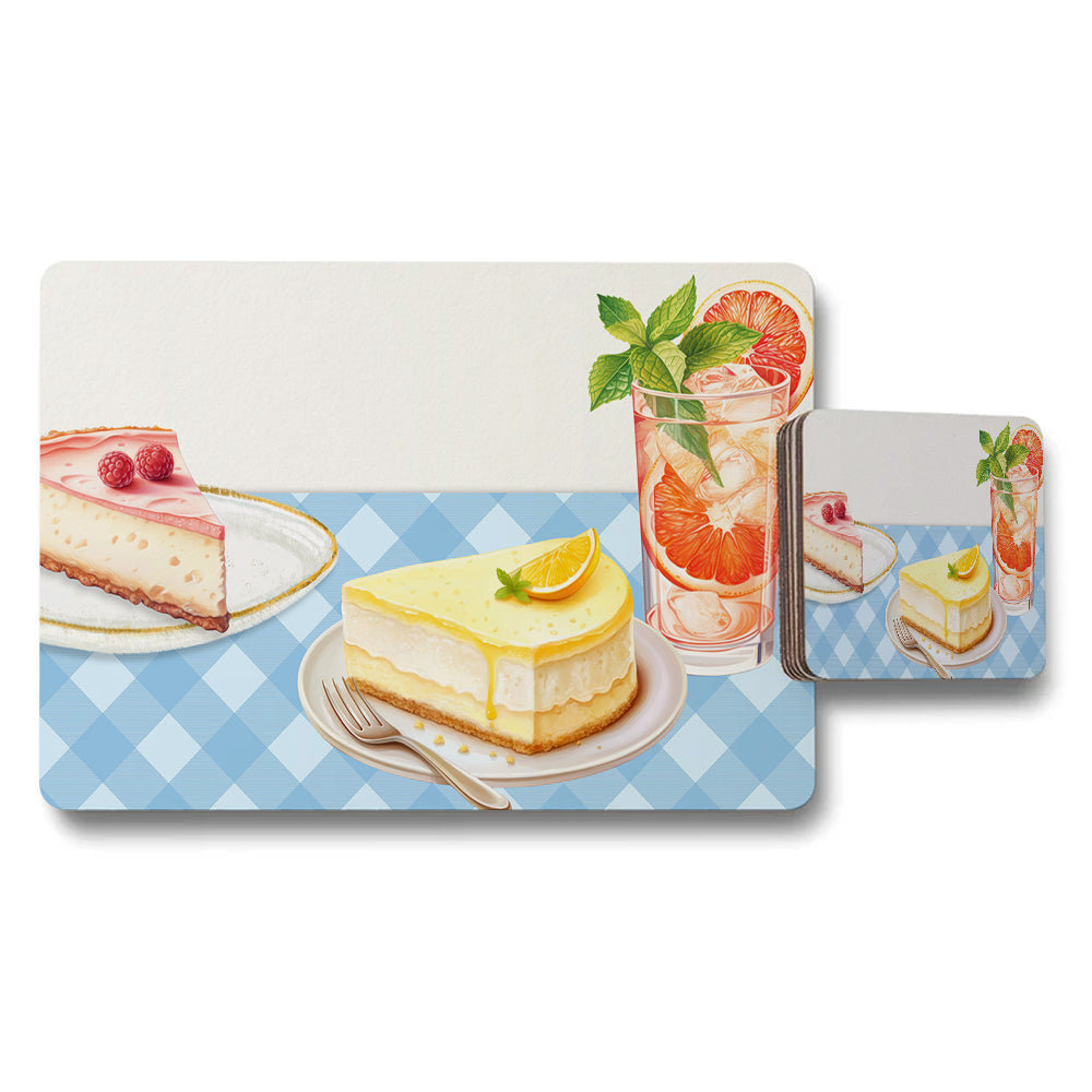 Dessert Themed Placemat And Coaster Set With Cake Slices