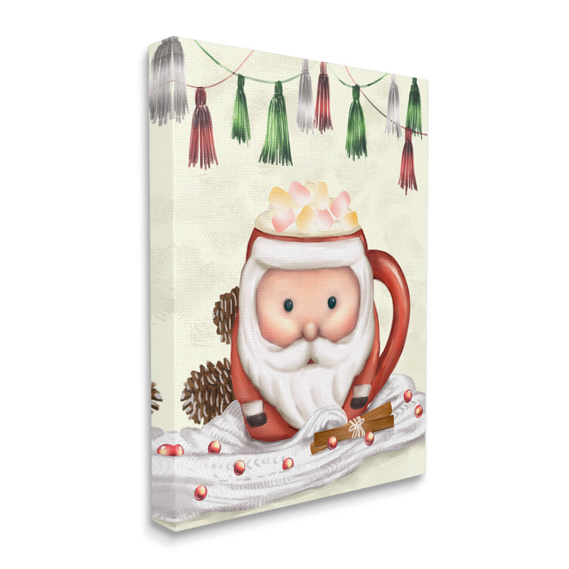 Tasse festive de père Noël guimauve, H 30 po x l 24 po x P 1,5 po, Toile tendue