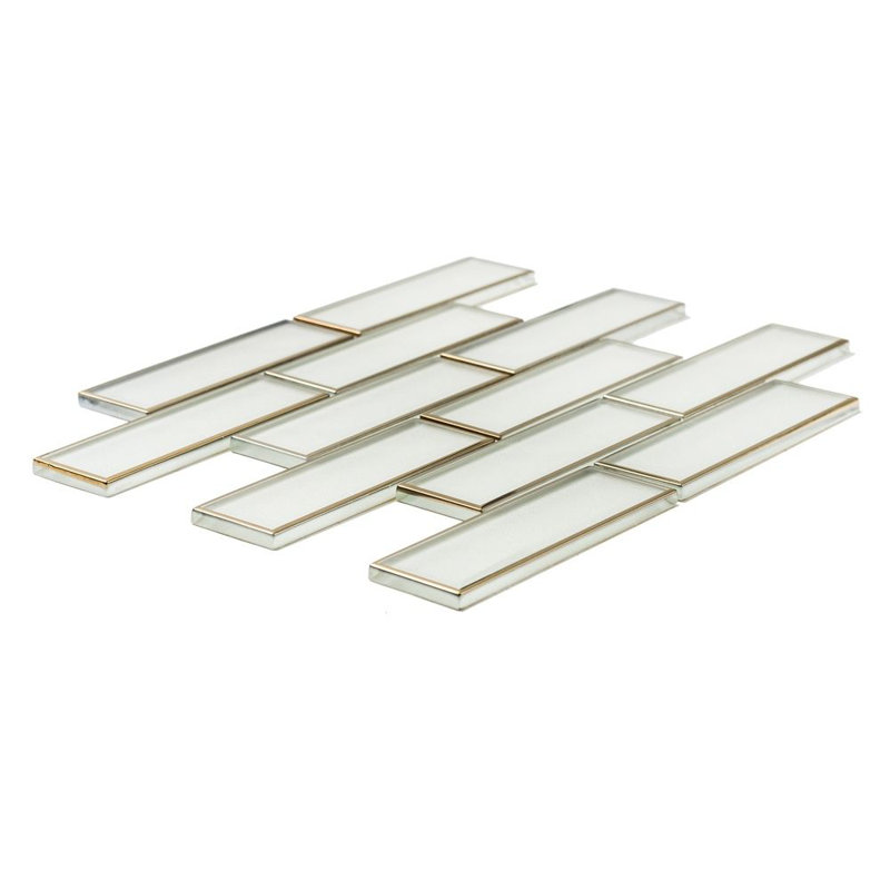Athena 12" x 12" Glass Brick Joint Mosaic Wall Tile, Gold