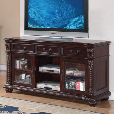 Cawthon 3-Drawer Rectangular TV Stand in Cherry
