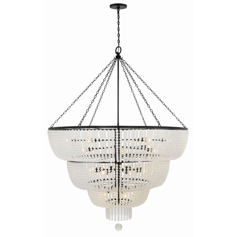 Lustre à niveaux 24 lumières Jacquelynn, Noir