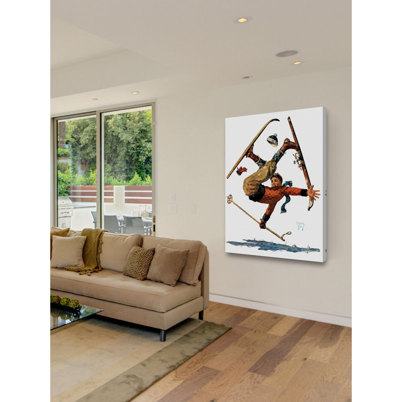 «Wipeout on Skis» par Eugene Iverd, reproduction sur toile tendue, H 31 po x l 24 po x P 1,5 po