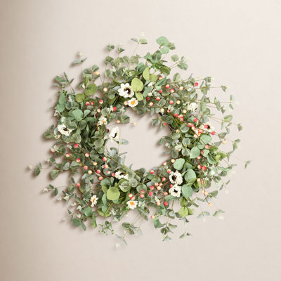 26" Handcrafted Eucalyptus Daisy No Holiday Wreath