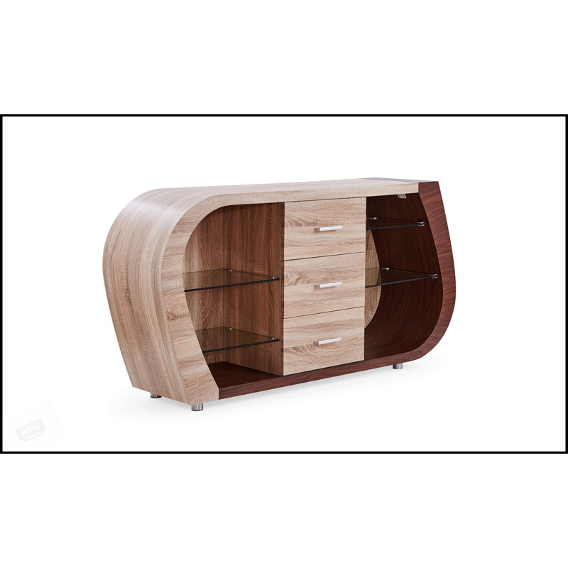 Élégant buffet en bois massif avec beaucoup de rangement, pour organiser et exposer vos essentiels de salle à manger.